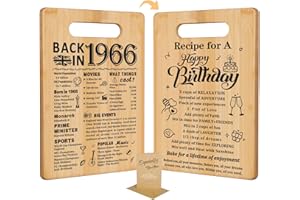 AMOSKING 60th Birthday Gifts for Women Men,Back in 1966&Recipe for A Happy Birthday Double Sided Cutting Board Present for Her Him,60th Bday Gift Ideas,Cool Presents for 60 Year Old Woman