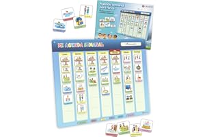 LIKARTO Agenda semanal para niños - Pizarra magnética planificador de Montessori con 198 imanes y cordón - Se puede escribir y borrar completamente - Fomenta la autonomía