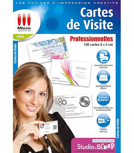 Decadry OCC4939 Pochette De 60 Cartes De Visite 128x82mm 200g Blanc Coins Carrés - Ultra Blanche Et Rigide