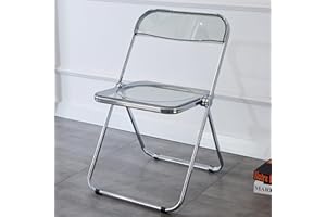 KAIHAOWIN Luksusowe nowoczesne akrylowe krzesło składane przezroczyste krzesła duch można układać w stos kryształowe krzesło składane-PC plastikowe siedzenie do salonu - chromowana rama