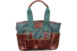 FELCO 482 Mini Compact Garden Bag Waterproof Canvas and Leather Lightweight 409g Multiple Compartments Handy Carry Bag for Tools, Gloves, Scissors and Accessories