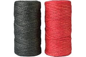 ‎AUFODARA aufodara 100m/ Rolle 2er Juteschnur Natur 2mm Schwarz Rot Jutekordel Seil Bindfäden Multifunktional Bastelschnur Dekokordel Bindegarn Garten