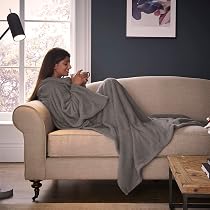 Silentnight Snugsie Wearable Blanket - Soft Teddy Fleece Blanket with  Sleeves - 2-in-1 Sleeved blanket and Cushion - Supersized with Foot Pocket  : Amazon.co.uk: Home u0026 Kitchen