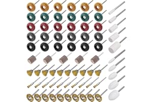 EEEKit 75PCS Abrasive Buffing Polishing Wheels Wire Brushes Set, Wool Felt Brass Brush Polishing Kit with 3mm Shank for Rotary Tool