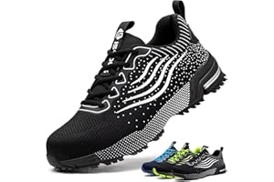 ISOOUS Obuwie Ochronne Męskie Damskie Obuwie Robocze ze Stalowy Nosek Oddychające Lekkie Sportowe Trampki Ochronne Antypoślizgowe ​Antyprzebiciowe