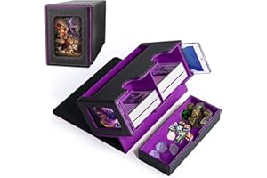 BEKASA Pudełko na karty do MTG Commander, magnetyczne pudełko do przechowywania kart kolekcjonerskich z okienkiem wystawowym, pudełko na karty dowódcy z tacą na kości pasuje do ponad 200 kart