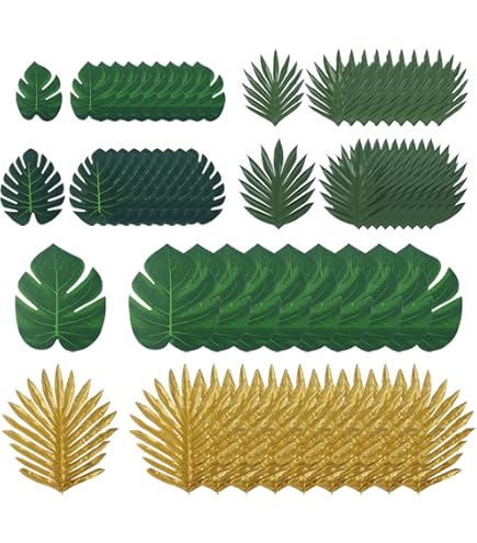 70 Pezzi 10 Tipi Di Foglie Di Palma Artificiali, Decorazioni