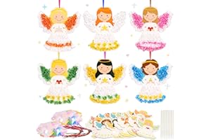 MONCAP 12 Stück Engel Bastelsets Kinder Engel Basteln Weihnachten Kreativset Schutzengel Kunsthandwerk Weihnachtsdeko Bastelset für Jungen Mädchen Kindergeburtstag Weihnachten Party Geschenk