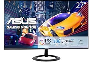 ASUS VZ27EHF Eye Care Monitor Gaming 27 pulgadas (IPS, Full HD, sin marcos, 100 Hz, sincronización adaptativa, 1 ms MPRT, HDMI, luz azul baja, sin parpadeos, montaje en pared)