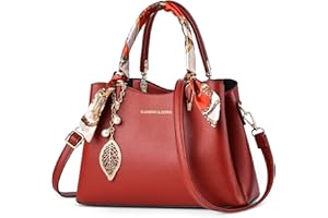 FORRICA Handbag Women Top Handle Bag with Exquisite Pendant Elegant Ladies Shoulder Bag PU Leather Crossbody Bag for Banquet Travel Business Red