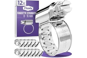 Filzada® 12x Fascette Stringitubo Inox 8-16 mm - Fascette Metalliche Stringitubo Inox per Piscina, Lavatrice e Molto Altro Ancora
