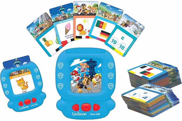 Lexibook, La Pat'Patrouille, Imagier à Cartes interactif bilingue, Jouet Audio pour Apprendre l'anglais et Le français, 150 Cartes éducatives Recto-Verso, Quiz et vocabulaire, Bleu/Rouge, JCR10PAi1