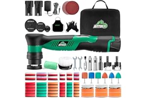 BATOCA S5 Mini Lucidatrice Auto 12V Lucidatrice Auto Senza Fili Per La Pulizia Dell'auto con 6 velocità Variabili 25/50/75mm Spugne Lucidanti Modelli di lucidatrici rotative e orbitali con 2 Batterie