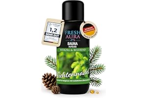 ‎FRESH AURA FRESH AURA Saunaaufguss – Sauna Aufgussmittel mit Fichtennadel und natürlichen ätherischen Ölen – Sehr ergiebiger und langanhaltender Saunaduft – aromatisch erfrischend | Made in Germany (100ml)