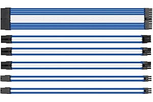 upHere ttmod Sleeved Cable - Cavo prolunga per alimentatori con Extra Sleeves - Bianca/Blu,SC302