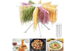Toaboa Séchoir à pâtes - 42 cm x 16,8 cm - Pour jusqu'à 4,5 kg de pâtes - En plastique - Avec 10 bras pliables - Réutilisable - Sèche-spaghetti - Pour pâtes et pâtes (C)