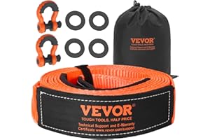 VEVOR Heavy Duty Tow Strap Recovery Kit 3 in x 20 ft (MBS-36,000 lbs) Tree Saver Winch Strap, Triple Reinforced Loop & Protective Sleeves & Storage Bag, 3/4" D-Ring Shackles, for Truck Jeep SUV ATV