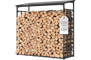 CHOSHOME Kaminholzregal Aussen 185x70x185cm, Metall Kaminholzlager Außen XXL, Anthrazit Garten Kaminholzunterstand 3,3 SRM / 2,3m³, Metalldach, Feuerverzinkt, Brennholzregal