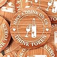 Marsui 100 Pcs Drinks Tokens Wooden Tokens for Events Rustic Wood Drinks Tokens Hearts Vintage Drink Tokens for Wedding Favours Beverage Birthday Parties Bar Table Decoration Supplies