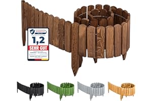 Garronda Valla para Jardín Cercado Cerca de Jardín Césped Palisade de Madera Rollborder Delimitador de Bordes Jardinero Longitud: 200 cm GD-0046 (Marrón Oscuro, Altura: 20 cm)