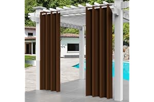 Comlax Outdoor Vorhänge mit Ösen Wasserdicht, 132x275cm Braun Outdoor Vorhang Pavillon Sichtschutz Schutz Für Veranda/Pergola/Garten/Schiebetür/Pavillon, 1 Stück