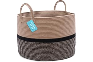 OrganiHaus Aufbewahrungskorb, Korb für Spielzeug, Wäschekorb Geflochten aus Baumwolle mit Griffen, Handtuchkorb für Badezimmer, Aufbewahrungskorb Geflochten für Wohnzimmer. 50x33cm, Braun/Schwarz