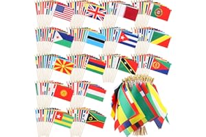 Preboun 200 World Countries Flags on Stick Small Hand Held International Flags of The World for Sports Events, International Festival, 5.5 x 8.2 Inch