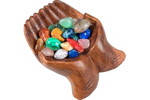 Curawood Carved Hands Valse Bowl - Crystal Holder for Stones - Key Bowl - Crystal Storage Tray - Decorative Bowl for Stone Display, Crystal Shelf Display Stand