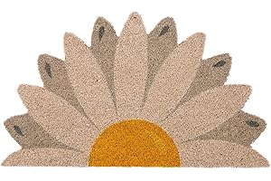 Fisura - Mata wejściowa w kształcie. Oryginalna wycieraczka kokosowa z antypoślizgowym podkładem PCV. Wymiary: 70 x 40 cm. (Stokrotka, biały)