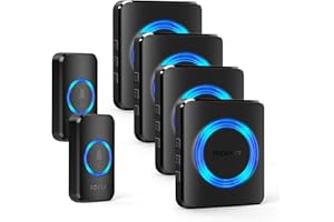 ‎TECKNET TECKNET Funkklingel, IP65 Funk klingel Set Aussen Wasserdicht, Kabellose Türklingel 600m Reichweite, Haustür Klingel 2 Sender 4 Empfänger, 60 Melodien Doorbell und Klingelknopf Mit LED-Blitz