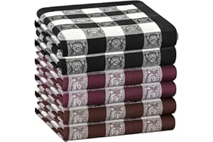 HOULIFE 3/6 Stücke Herren 100% Baumwolle Weich Stoff Taschentücher Einstecktuch mit Jacquard-Muster, 16.73x16.73’’/42.5x42.5cm