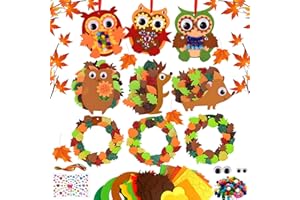CIYIN Fai da te Decorazioni in Feltro Ghirlande Autunnali per bambini, 9 Pezzi Gufo Riccio Fai da te Lavoretti Creativi per Bambini,Autunno Attività Artigianali Creative,per Thanksgiving,Natale (A)