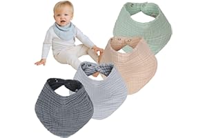 furora BABY Musselin Halstuch Baby Mädchen & Jungen, bio Baumwolle OEKO-TEX: Set (4 Stück) Dreieckstuch Baby Winter + Sommer | Lätzchen Baby Neugeborene- Kinder 4 Jahre: weich saugfähig