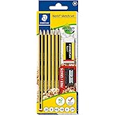 STAEDTLER Noris 120 Drawing Set &ndash; 6 Pencils, Eraser &amp; Sharpener | 5 Hardness, Recycled Wood, PEFC &ndash; for Drawing &amp; Sketching &ndash;