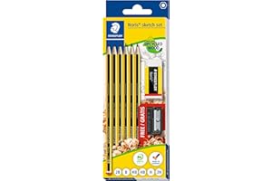 STAEDTLER Drawing Pencils - Noris School Sketching Set - Assorted Degrees - Includes Eraser & Sharpener - Set of 8, 61 120 C6