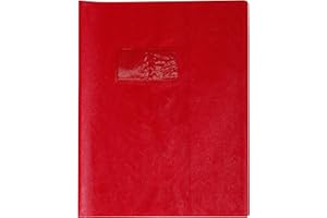 Calligraphe 72003AMZC Un Protège-Cahier Grain Cuir Rouge groseille - 17x22 cm - 22/100ème avec Porte-Étiquette - PVC Opaque