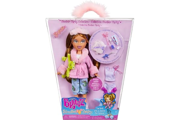 Bratz Slumber Party - Poupée Mannequin Yasmin - avec 2 Pyjamas, Peluche et Accessoires - Convient aux Enfants et aux Collectionneurs