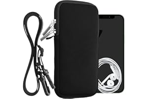 kwmobile Handytasche für Smartphones XXL - 7" - Neopren Handy Hülle Schwarz mit Kordel - Handy Tasche mit Handykette 17,7 x 8,5 cm Innenmaße