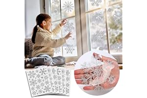 190Pcs Glitter Snowflake Window Stickers Silver, Reusable Self Clings Christmas Window Stickers, Xmas Display Decoration by Taspire