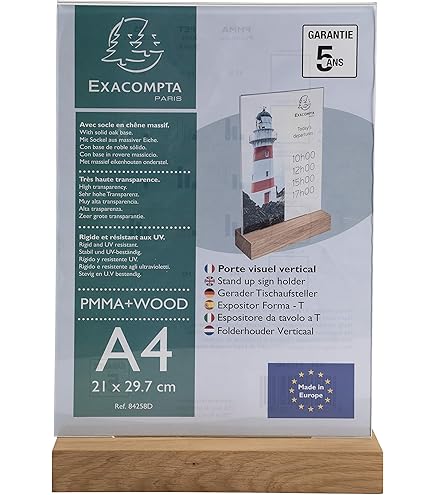 Kiptyg 6 Pièces Présentoir De Table A6 En Acrylique Transparent Avec Pied En Bois - Support Pour Menus, Publicité, Photos, Étiquettes De Prix - Double Fonction (Droit/Incliné) - Pour Café, Restaurant