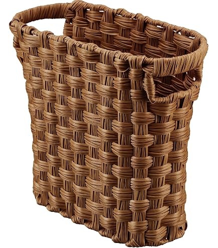 TOYANDONA Rattan-Mülleimer Mit Deckel – Runder Weidenkorb, Aufbewahrungskorb Für Bad, Küche, Wohnzimmer