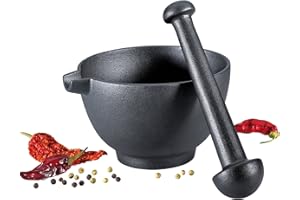 Zassenhaus 0000076066 Mortero XL diámetro 15,5 cm Hierro Fundido, Color negro 2 unidades