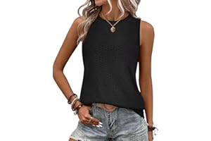 BAISHENGGT Damen Tank Tops Sommer Rundhals Ärmellos Ausgehöhlt Basic T Shirt Oberteile