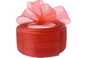 Bealif Red Organza Ribbon 40mm, 45M Chiffon Ribbon Gift Wrap Ribbon Red Sheer Ribbon Christmas Ribbon for Gift Wrapping, DIY Sewing Project, Crafting, Hair Bows, Florist, Wedding Birthday Decoration