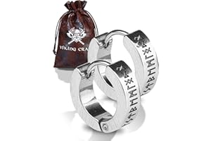 VIKING CRAFT Pendientes vikingos para hombre de acero inoxidable – Pendientes para hombre con runas – Joyas vikingas, decoración vikinga, pendientes celtas, artículo para fans de Vikingos, regalos