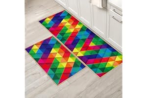 XIAOBUDIAN Kitchen mat of 2, non-slip kitchen rug absorbent and grease absorbing kitchen rug set,suitable for kitchen use. (Style O, 40x120cm+40x60cm)