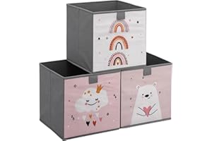 Navaris Ceste Porta Giochi Bambini - Set di 3 Cesta Contenitore Portagiochi - Cubi Contenitori 28 x 28 x 28 cm - Cesto Organizer per Cameretta - Scatole per Giocattoli - Rosa