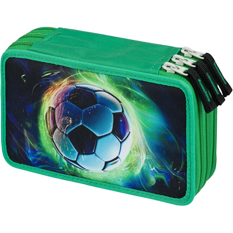 CoolPack Campus Schul-Federmäppchen 'Let's GOL' Fußball-Design | 23x9x5 Cm | Aus Robustem Polyester | Mit Organizer & Netzfach