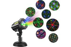 Lunhoo Christmas Projector Lights, 8 Festive Patterns Outdoor Garden Lights, Remote Control, and Security Lock, Perfect for Gardens, Yards, and Home