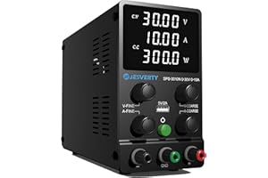 JESVERTY Alimentation DC Variable, 30V 10A Régulable à Commutation Réglable DC Banc Alimentation Linéaire avec Affichage LED à 4 Chiffres de Haute Précision, Port USB 5V/2A, Réglages Grossiers et Fins